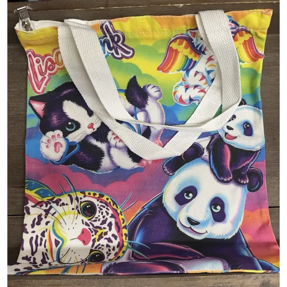 Lisa Frank A5 binder with matching printed paper and canvas tote bag Bundle
